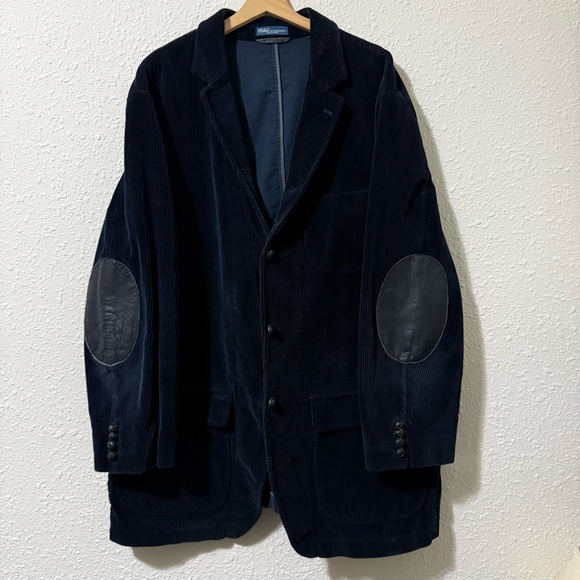 Polo Ralph Lauren Sport Coat Mens‎ 2LT Black Corduroy Elbow